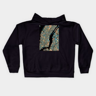 New York Map Pattern in Mid Century Pastel Kids Hoodie